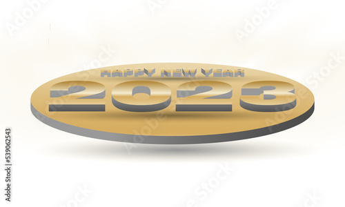 luxury illustration 2023 new year 3d effect, on bright background, happy new year