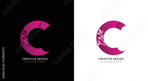 Branding identity corporate letter c logo template with black and white