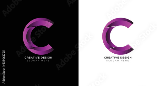 Branding identity corporate letter c logo template with black and white