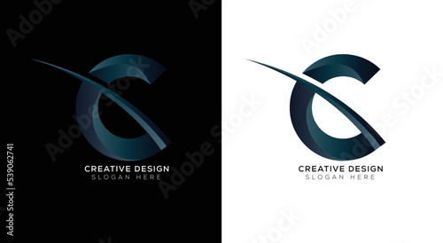 Branding identity corporate letter c logo template with black and white