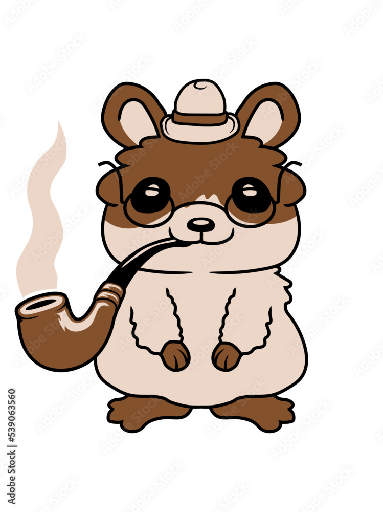 Fototapeta premium Herr Hamster raucht Pfeife 