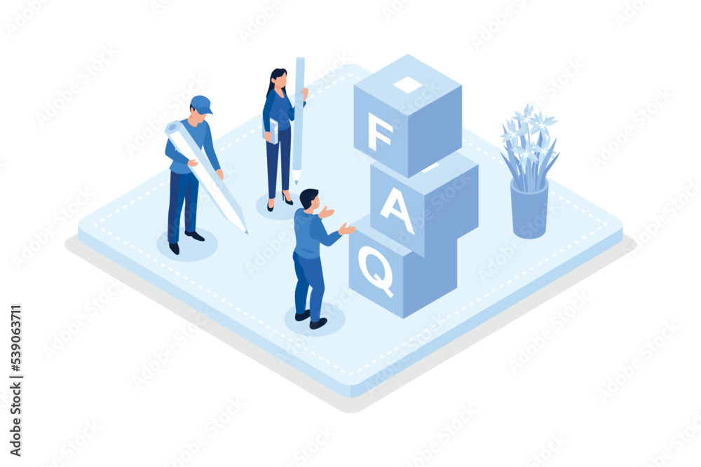 Frequency asked questions and helpdesk, Customer support concept, isometric vector modern illustration Frequency asked questions and helpdesk, Customer support concept, isometric vector modern illustration