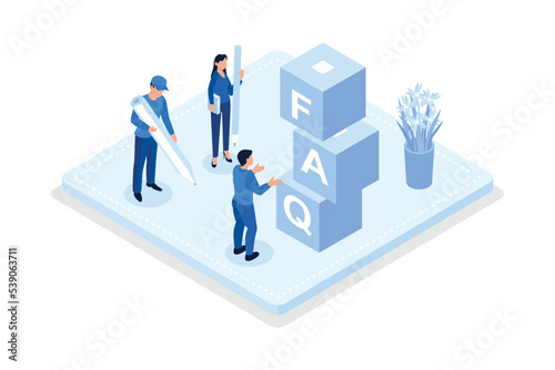 Frequency asked questions and helpdesk, Customer support concept, isometric vector modern illustration