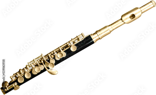 Leinwand Poster Musical instrument flute isolated on white background