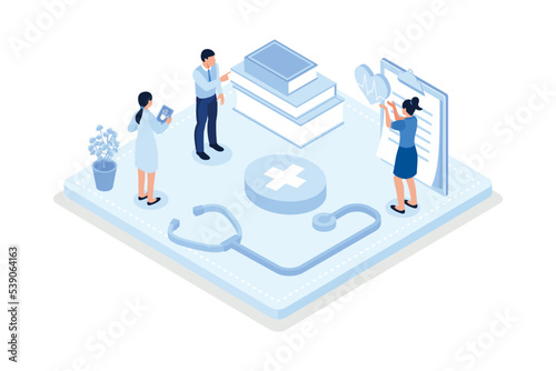 Heart disease screening and diagnostic, Healthcare and medicine concept, isometric vector modern illustration