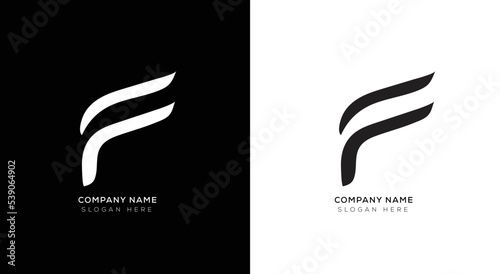 Gradient letter F logo with black and white