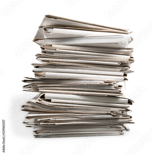 Stack of papers isolated on white background photo