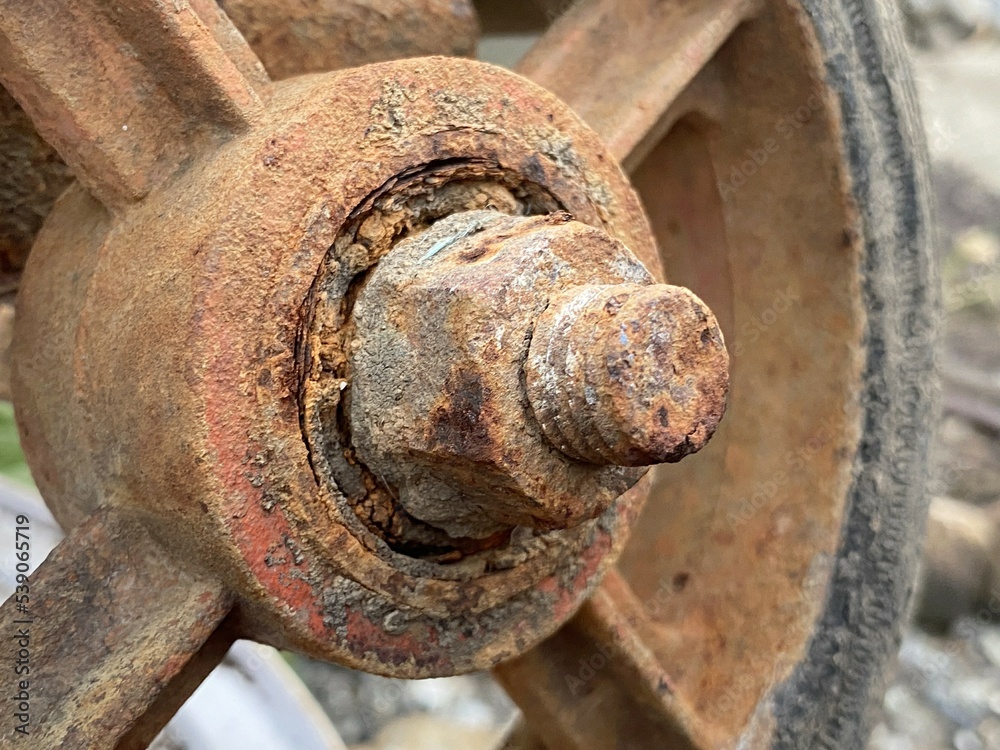 close up old rusty metal wheel close up old rusty metal wheel
