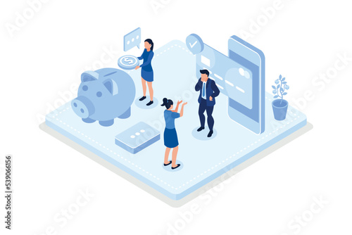 Financial, Cashback, financial savings and money refund concept, isometric vector modern illustration