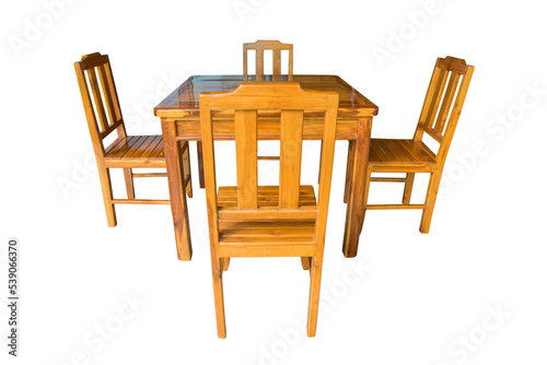 Wooden dining table set.