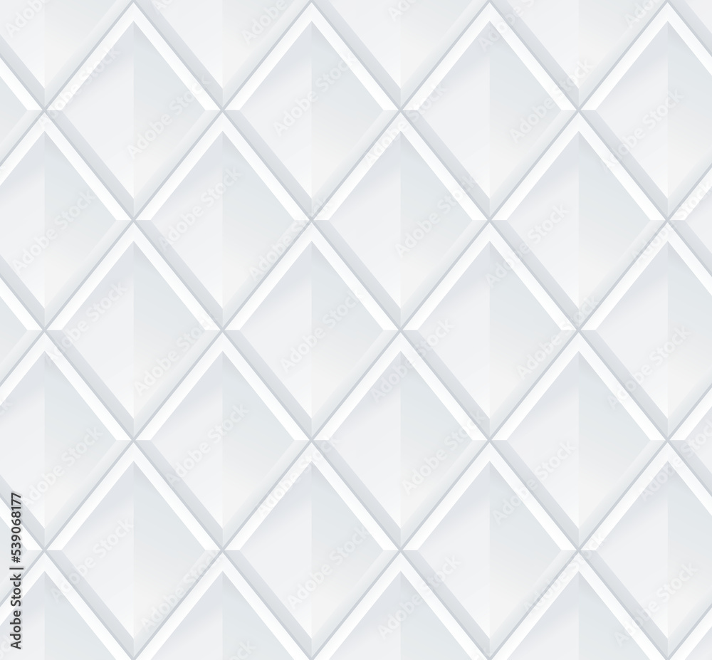Seamless 3d white diamond tile background texture - eps10 vector	