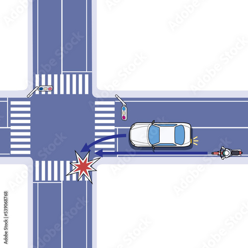 左折時に後続のバイクに接触