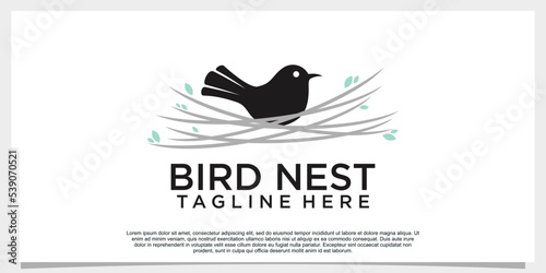 birds nest logo design vector with creative concept