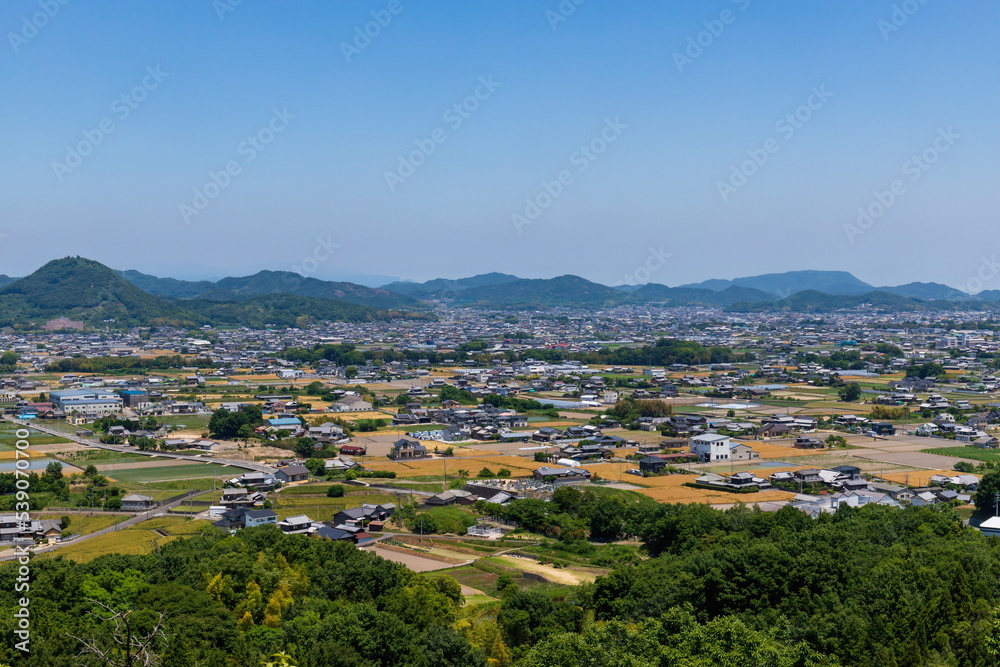 Landscape of Miki town , view for sanuki city from Mt. dakeyama , kagawa, shikoku, japan