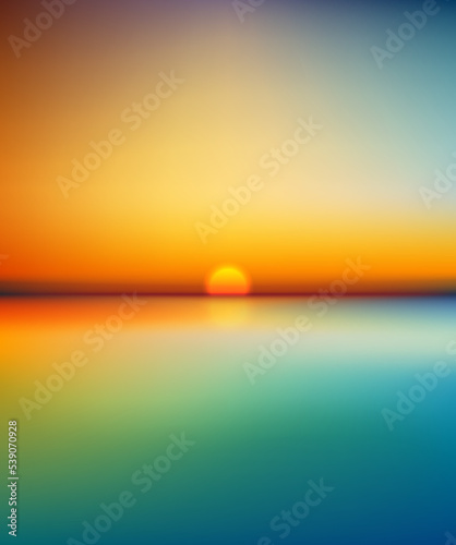 Abstract sunset over water horizon - vector eps10 illustration