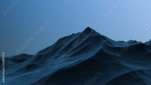 Blue mountain abstract landscape in blur. 3D render.