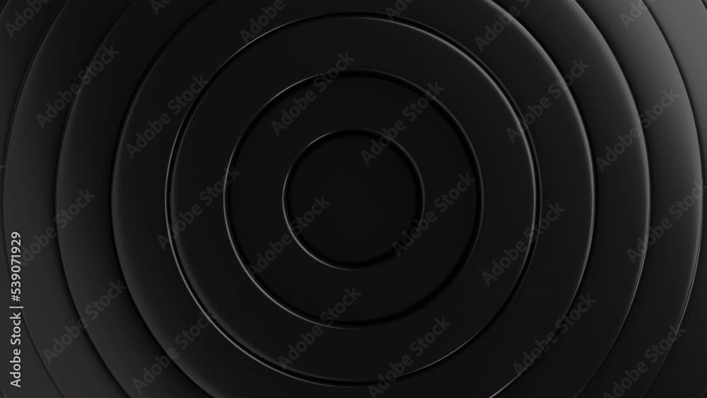 Black Abstract circle wave flow background, Seamless loop 4k 3d rendering