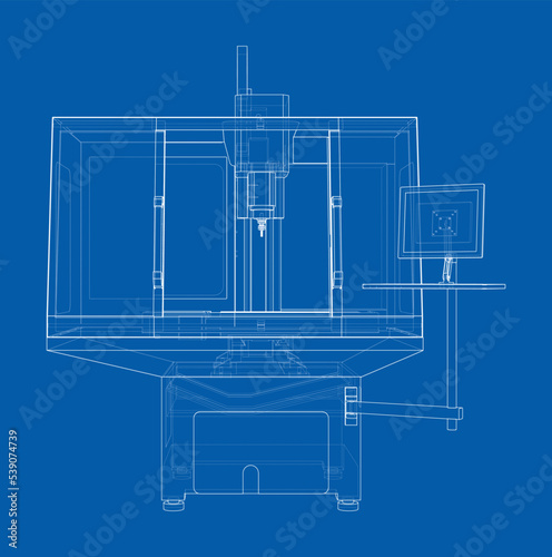 Metalworking CNC milling machine. Vector