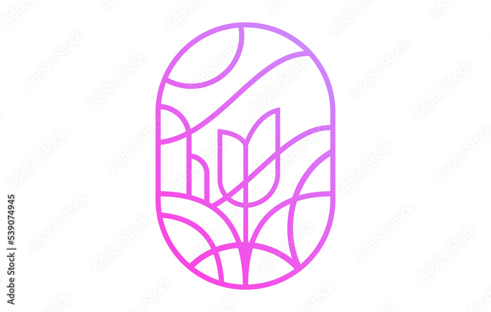 Nature Line Art Scenery Logo Design Template Nature Line Art Scenery Logo Design Template