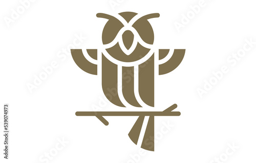 Owl Bird On a Twig Logo Design Template