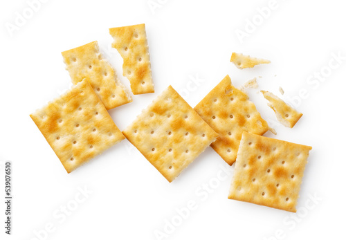 Εκτύπωση καμβά Broken crackers placed on a white background.