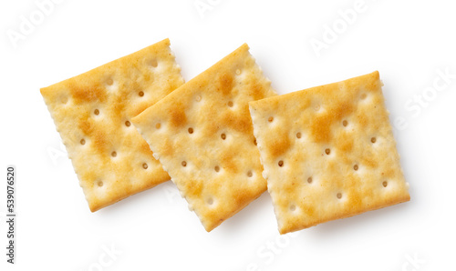 Foto Crackers placed on a white background.