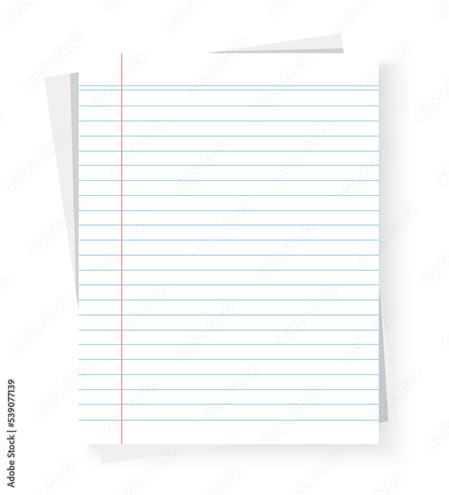 Blank notebook paper sheet with lines illustration Blank notebook paper sheet with lines illustration