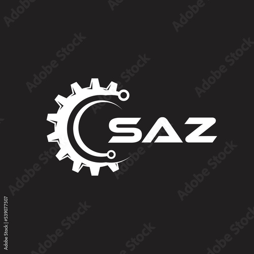 SAZ letter technology logo design on black background. SAZ creative initials letter IT logo concept. SAZ setting shape design.
