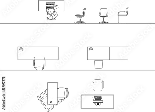 minimalist workspace interior sketch vector design5