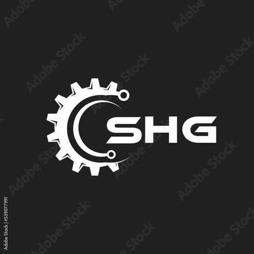 SHG letter technology logo design on black background. SHG creative initials letter IT logo concept. SHG setting shape design.
