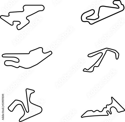 f1 car racing track and moto gp track vector line icons simple set suitable for any purpose. Web design  mobile app.