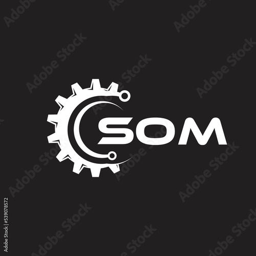 SOM letter technology logo design on black background. SOM creative initials letter IT logo concept. SOM setting shape design.
