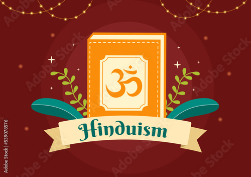 Symbol of Hinduism Flat background Cartoon Hand Drawn Templates Illustration