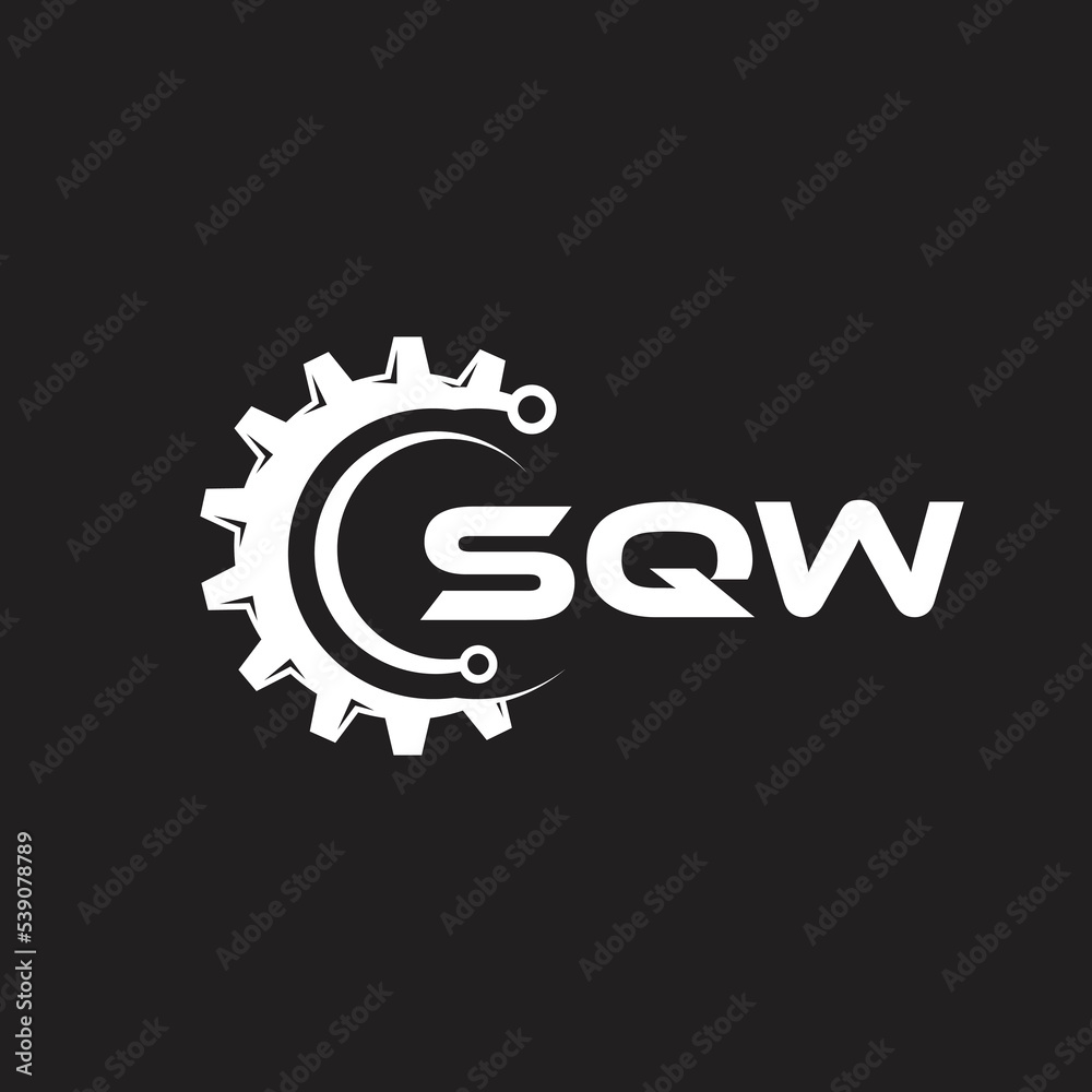 SQW letter technology logo design on black background. SQW creative initials letter IT logo concept. SQW setting shape design.
