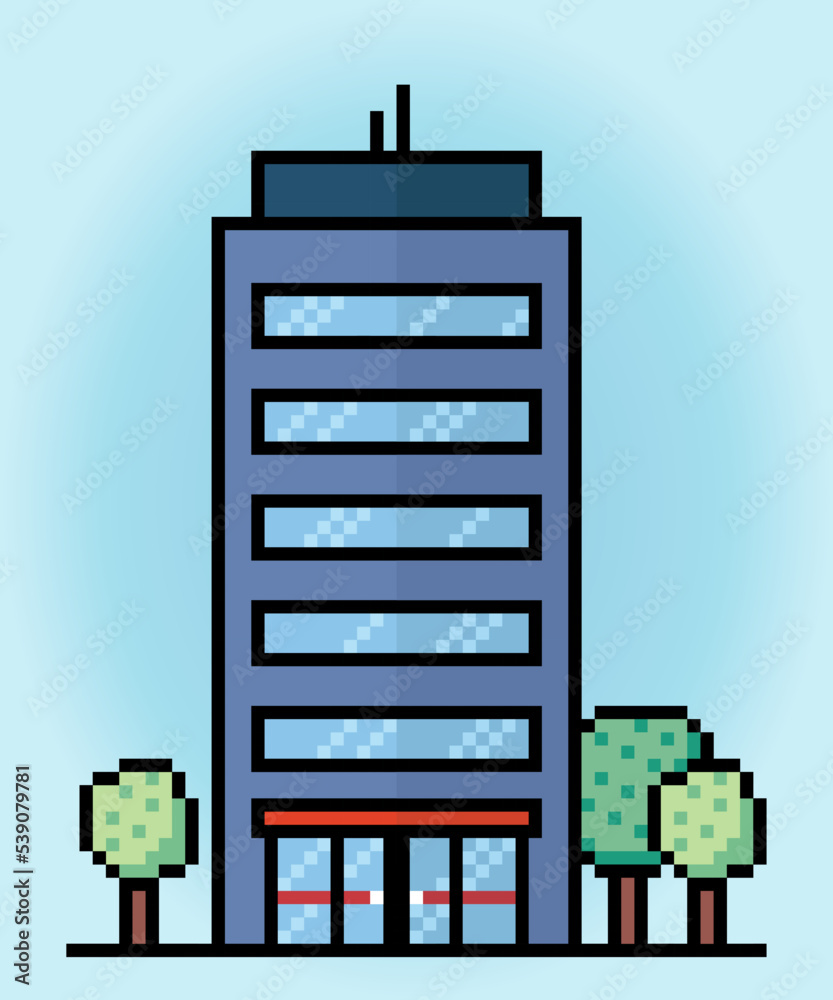 8-bit pixel icon high building in vector illustrations for game assets ...
