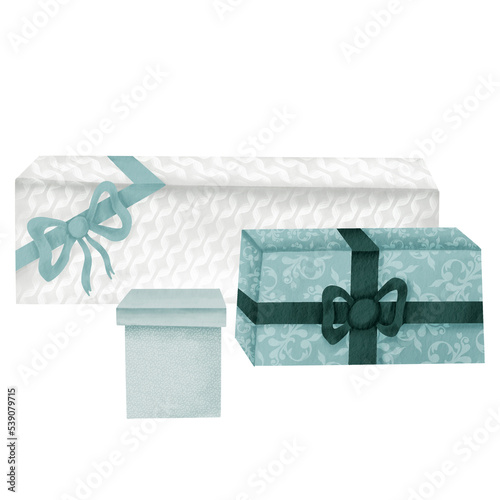 Gift boxes. Clipart element for design. A set of isolated illustrations in watercolor style.