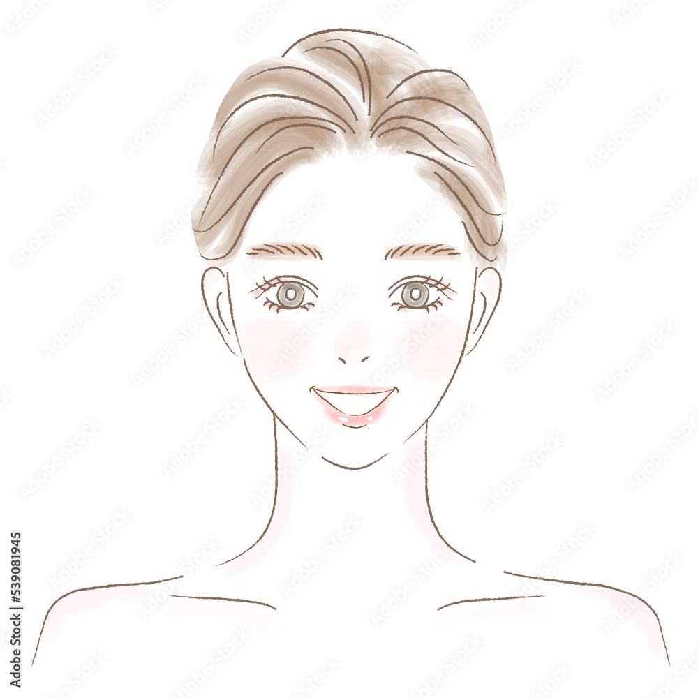 笑顔の女性のきれいめイラスト アップヘア 笑顔の女性のきれいめイラスト アップヘア