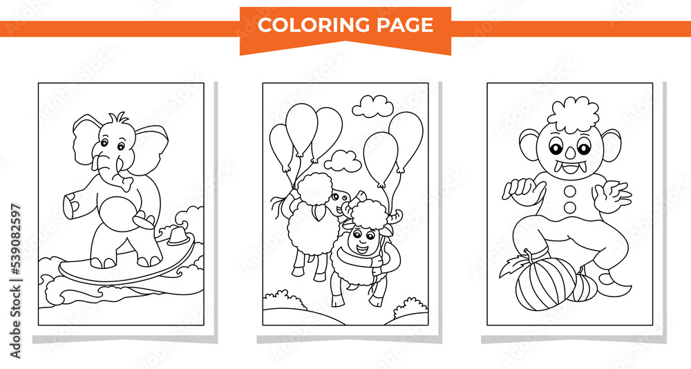 Coloring pages cartoon elephant and goat vector illustration