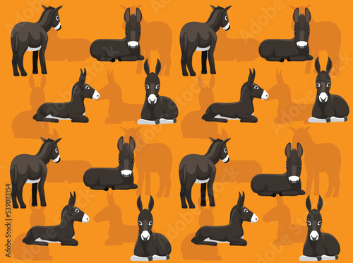 Mammal Black Donkey Character Seamless Wallpaper Background
