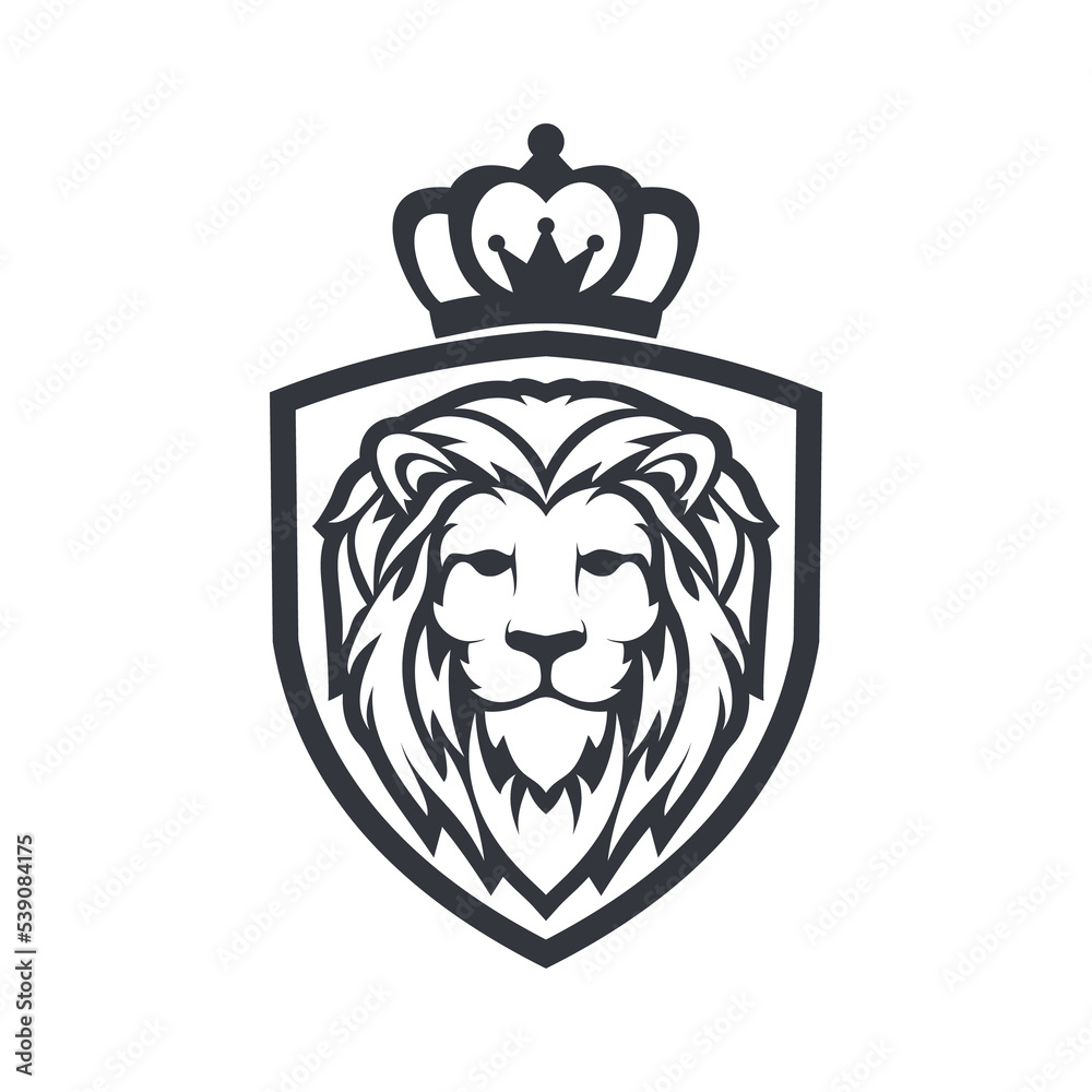 Naklejka premium king lion shield logo design transparent background
