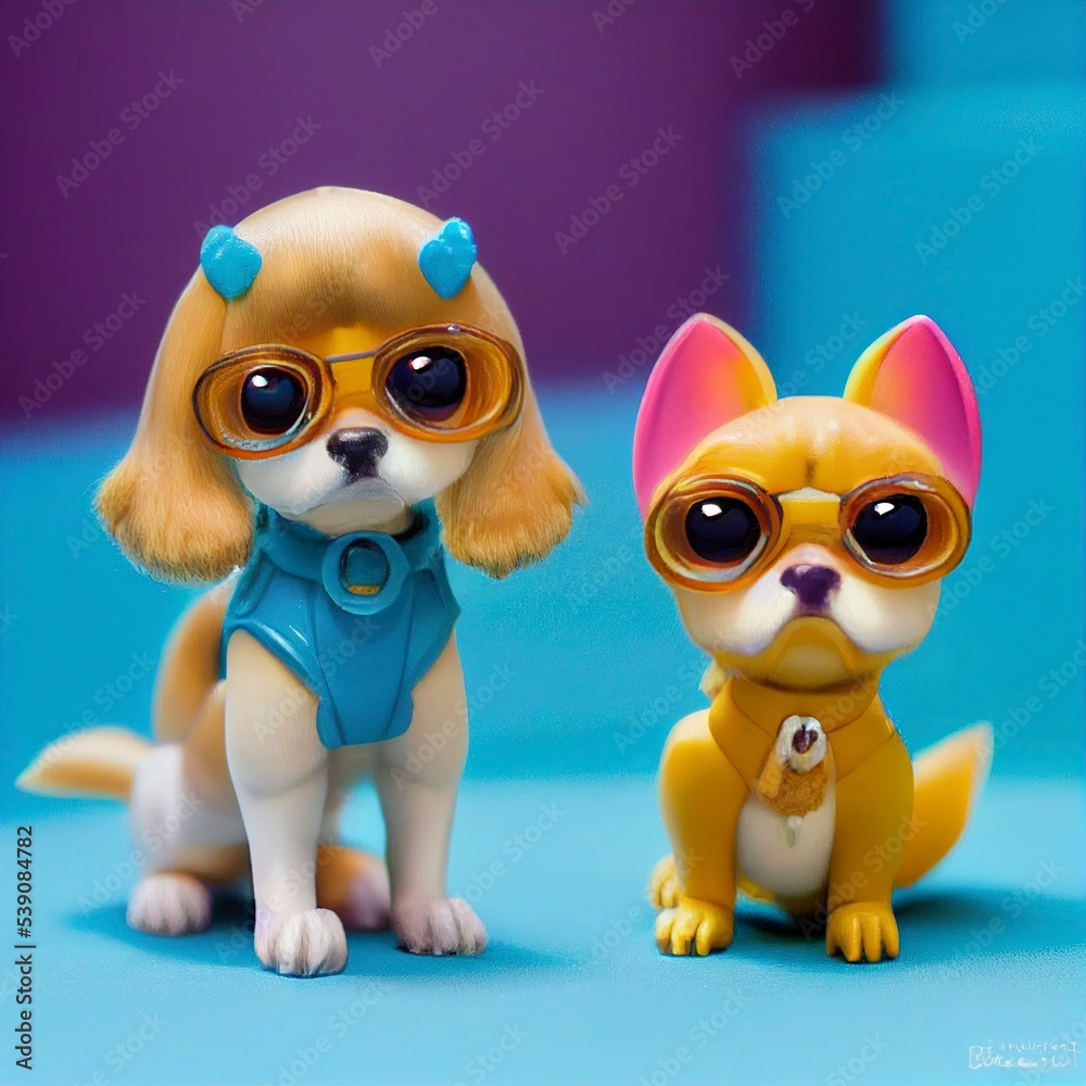 Fototapeta premium Cute dog wearing glasses 3d illustration
