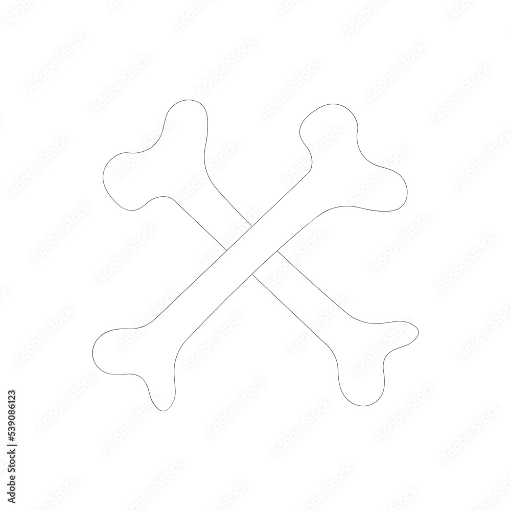 Crossbones line art Vector isolated on white background - Halloween vector. Halloween vector. Crossbones line art Vector isolated on white background - Halloween vector. Halloween vector.