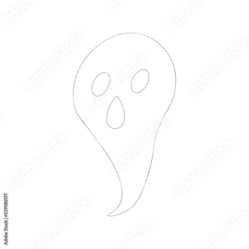 Hand-drawn illustration of a Halloween ghost, scary ghost vector isolated on white background