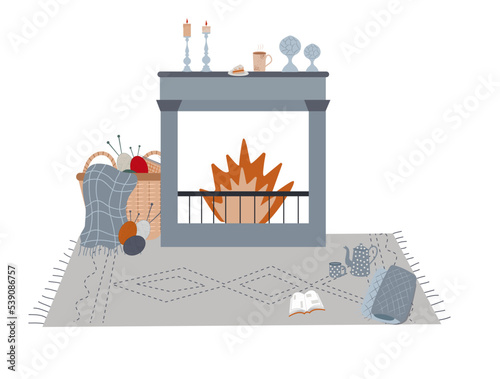 Home interior with hygge fireplace181022