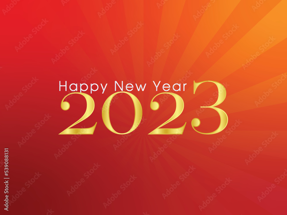 Luxury golden 2023 graphic design on dark red-orange gradient background. Happy new year 2023 banner Luxury golden 2023 graphic design on dark red-orange gradient background. Happy new year 2023 banner