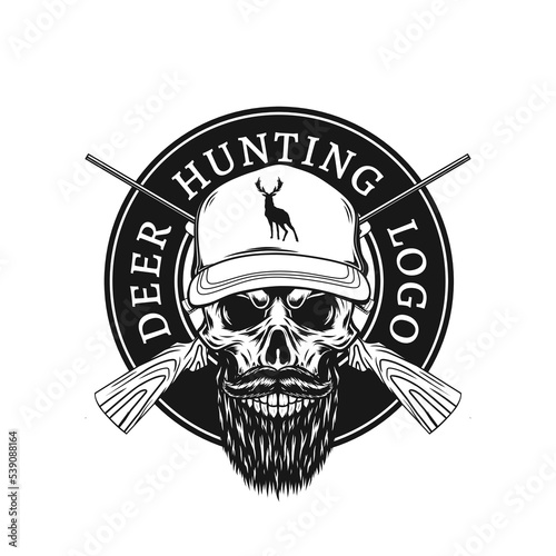 deer hunting logo with skull design
