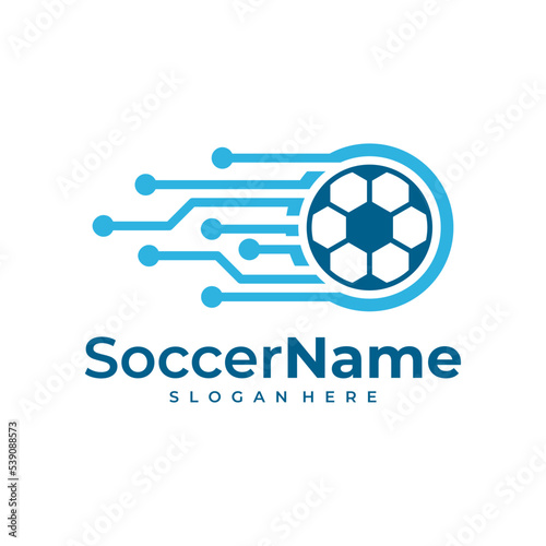 Tech Soccer logo template, Football Tech logo design vector