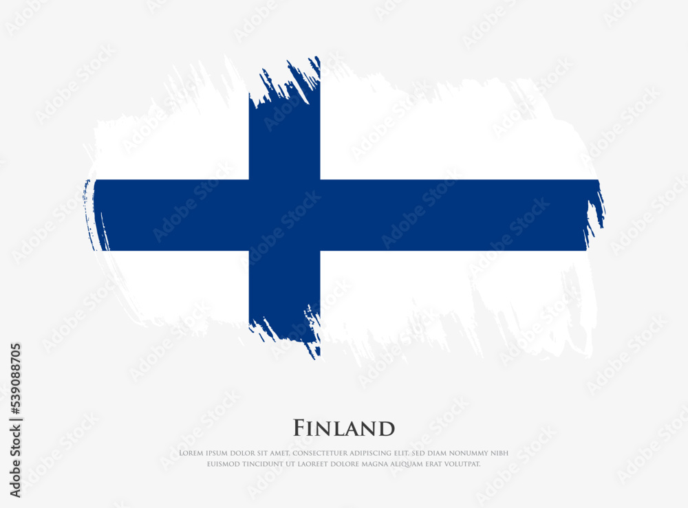 Creative textured flag of Finland with brush strokes vector illustration Creative textured flag of Finland with brush strokes vector illustration