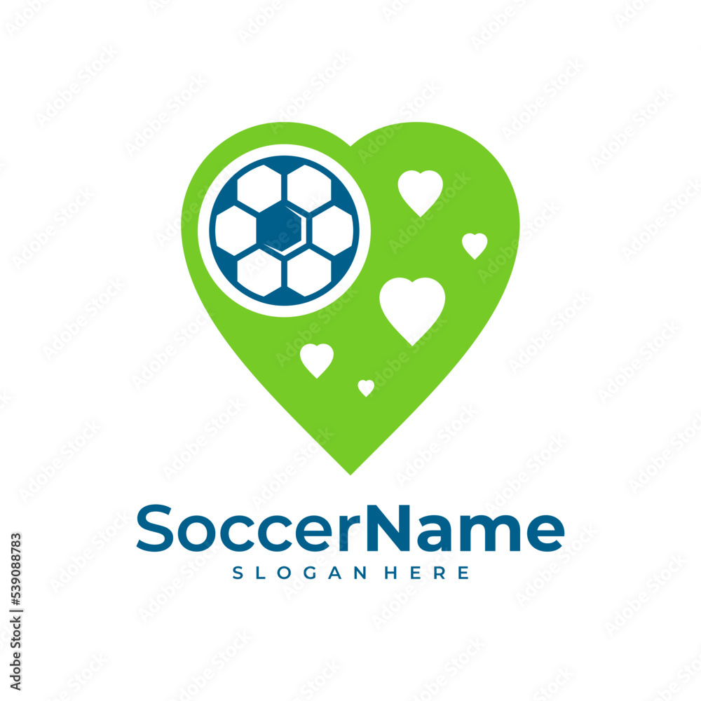 Obraz premium Love Soccer logo template, Football Love logo design vector