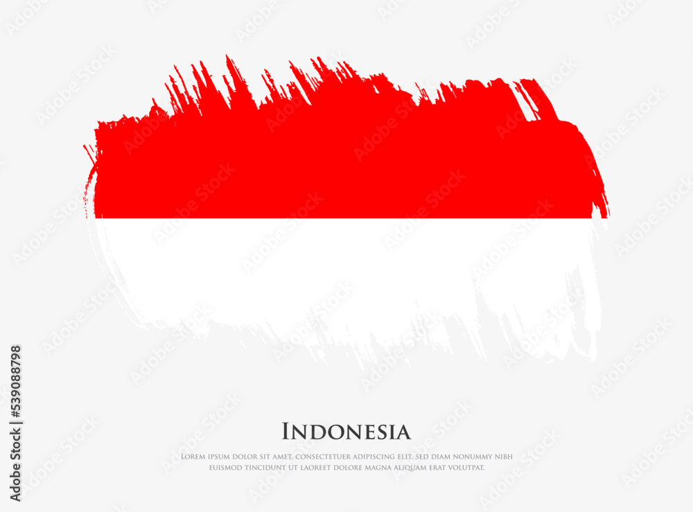 Creative textured flag of Indonesia with brush strokes vector illustration Creative textured flag of Indonesia with brush strokes vector illustration